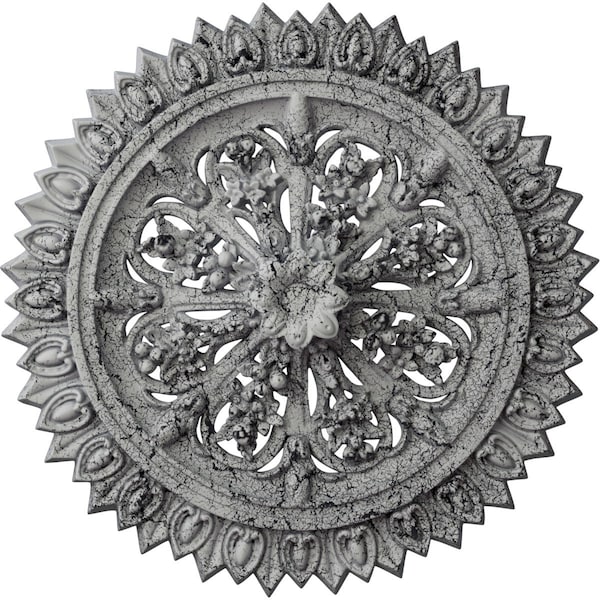 Ekena Millwork Lariah Medallion (Canopies up to 1 3/8"), 24 3/4"OD 1 3/8"ID x 3 1/4"P, Ultra Pure White Crackle CM24LAUWC - main